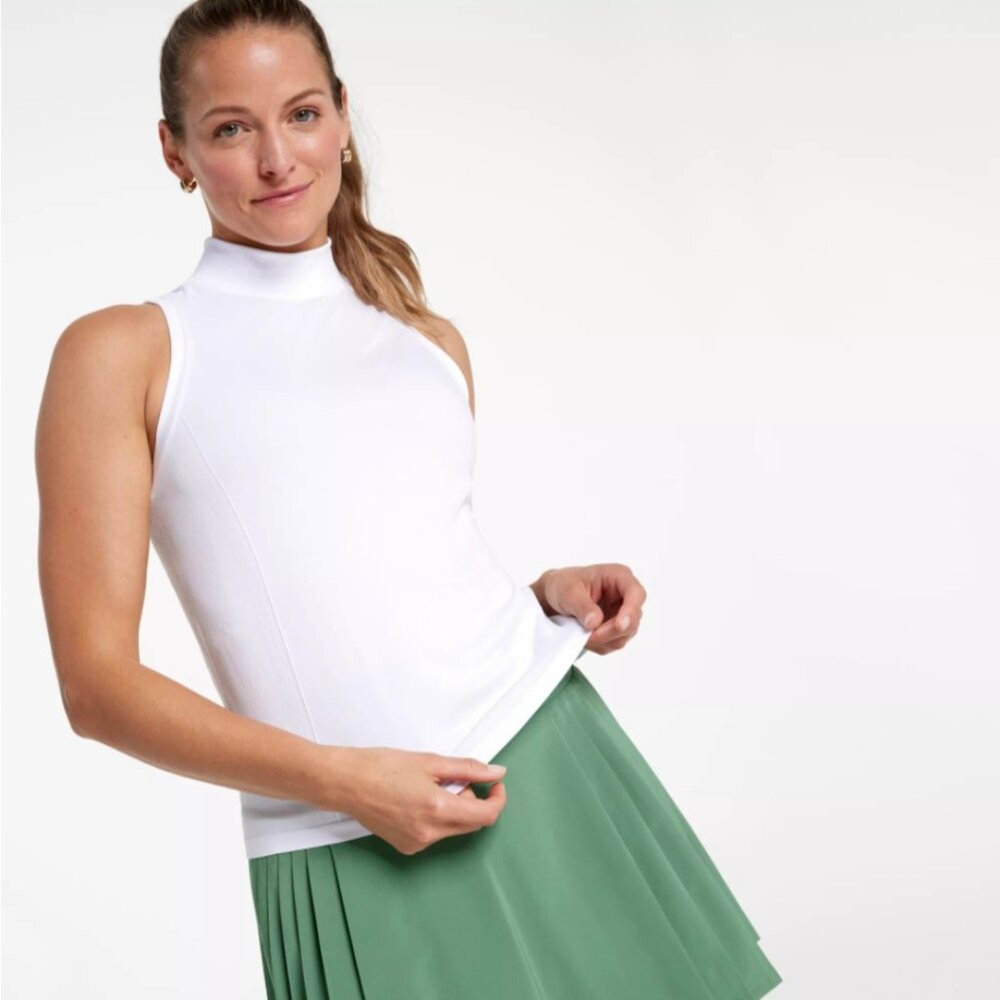 Calia Women's Seamless Sleeveless Mock Golf Top in Pure White size XL NWT